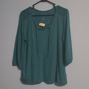 Teal peasant top
